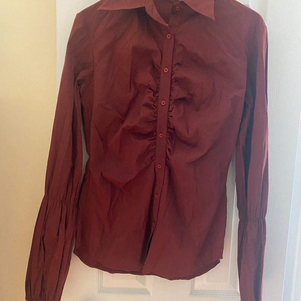 Catherine Malandrino Ruched Merlot/Maroon Blouse